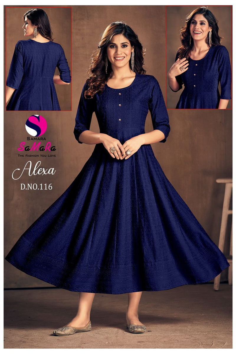 Samara Alexa Rayon With Fancy Shiffli Designer Gowns