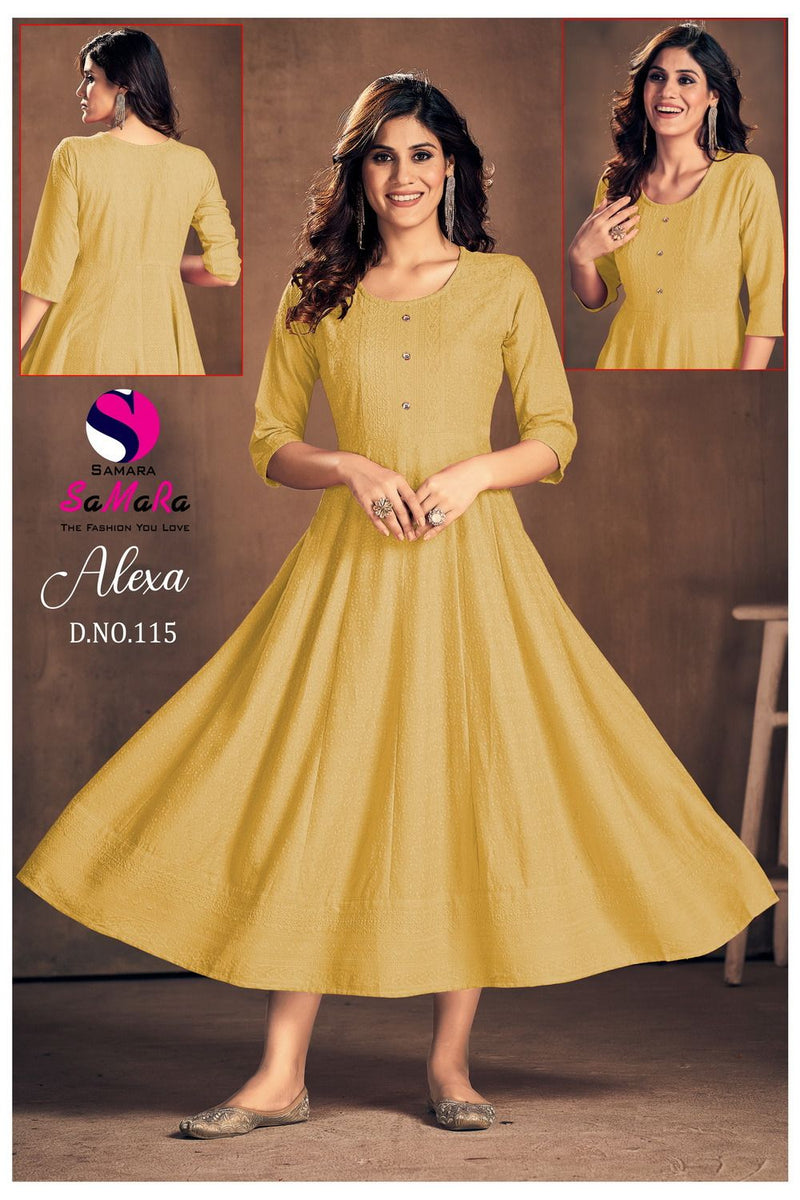 Samara Alexa Rayon With Fancy Shiffli Designer Gowns