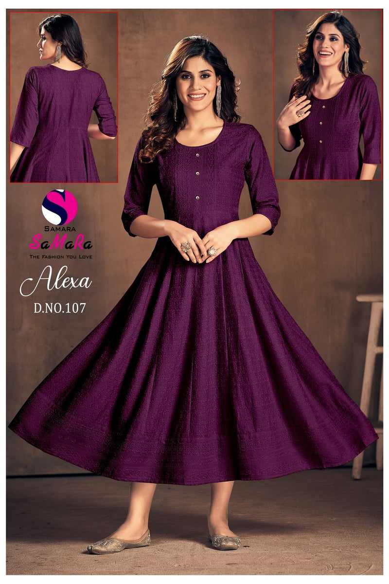 Samara Alexa Rayon With Fancy Shiffli Designer Gowns