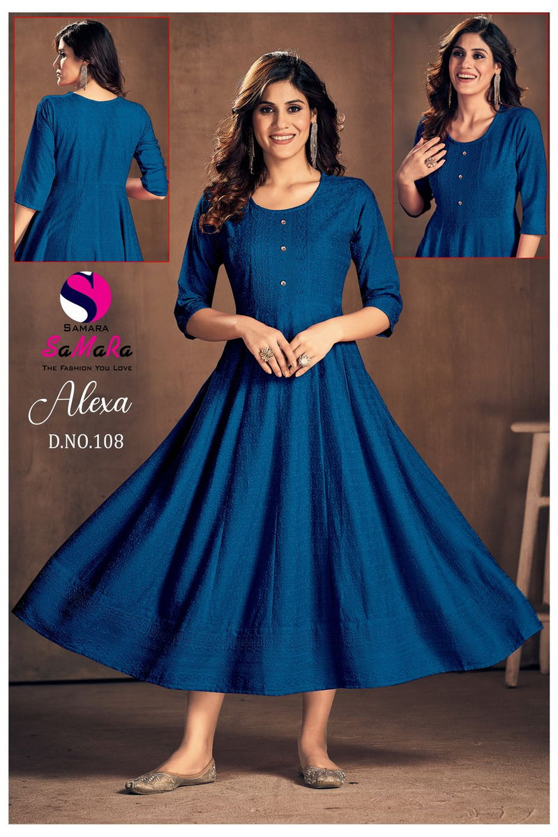 Samara Alexa Rayon With Fancy Shiffli Designer Gowns