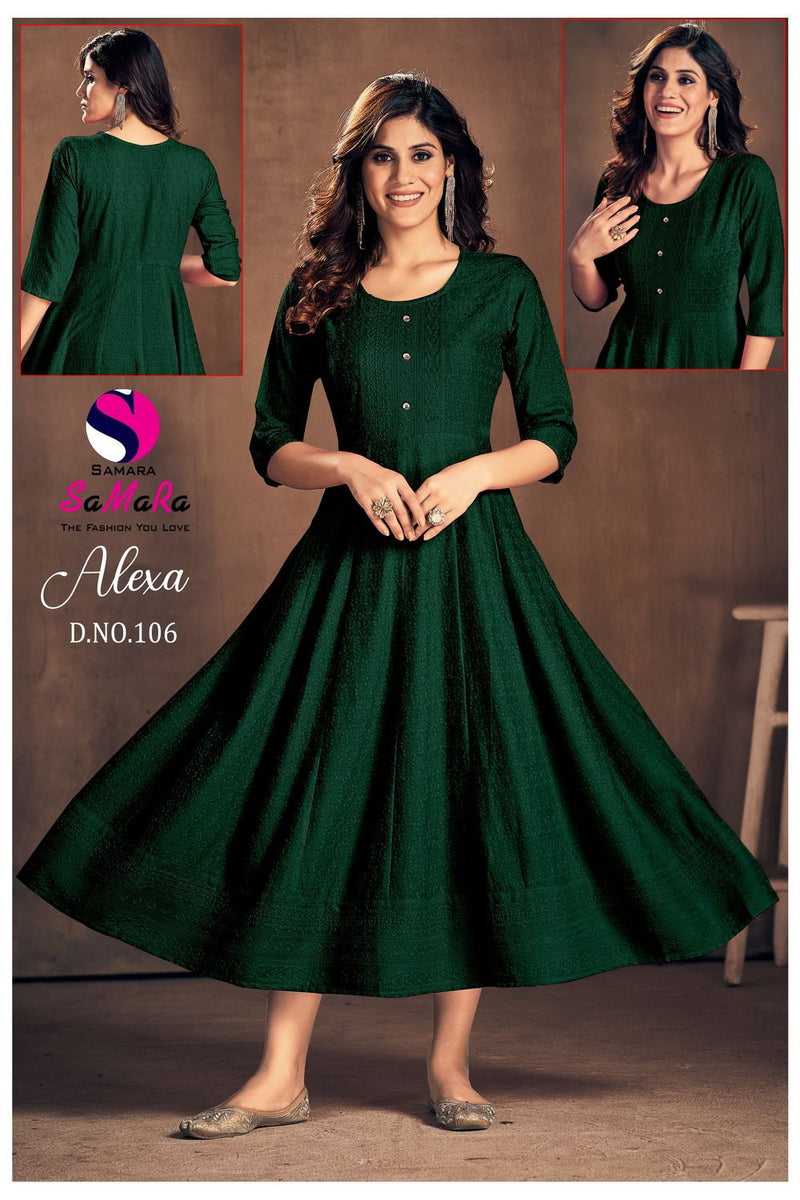 Samara Alexa Rayon With Fancy Shiffli Designer Gowns