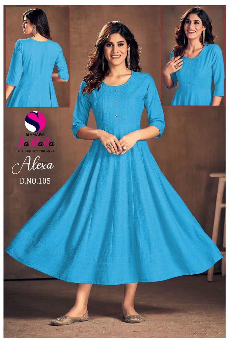 Samara Alexa Rayon With Fancy Shiffli Designer Gowns