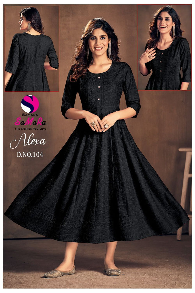Samara Alexa Rayon With Fancy Shiffli Designer Gowns