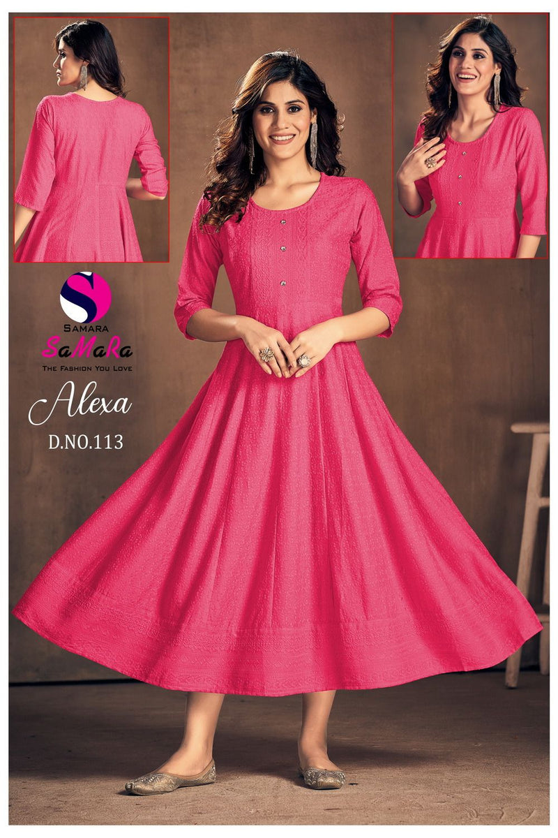 Samara Alexa Rayon With Fancy Shiffli Designer Gowns