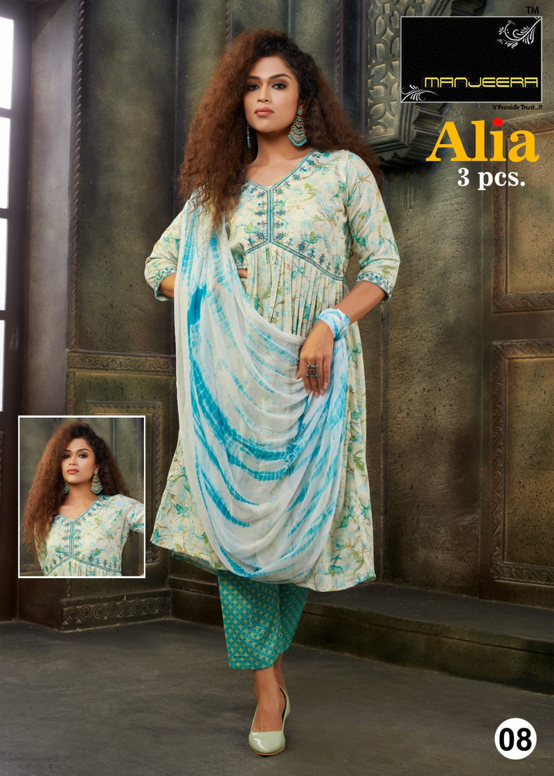 Manjeera Fashion Alia Capsul Print Alia Cut Style Kurti Combo Set