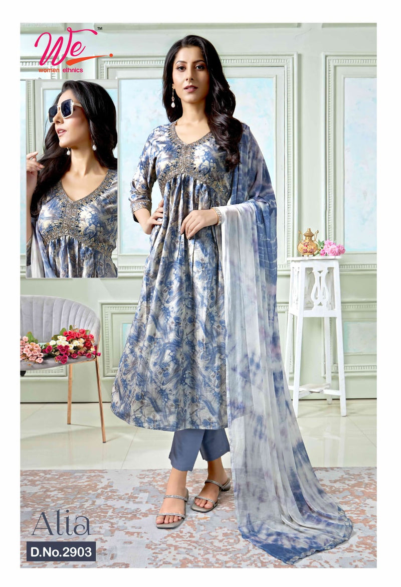 We Woman Ethnics Alia Fancy Printed Sequence Designer Alia Pattern Kurti Combo Set