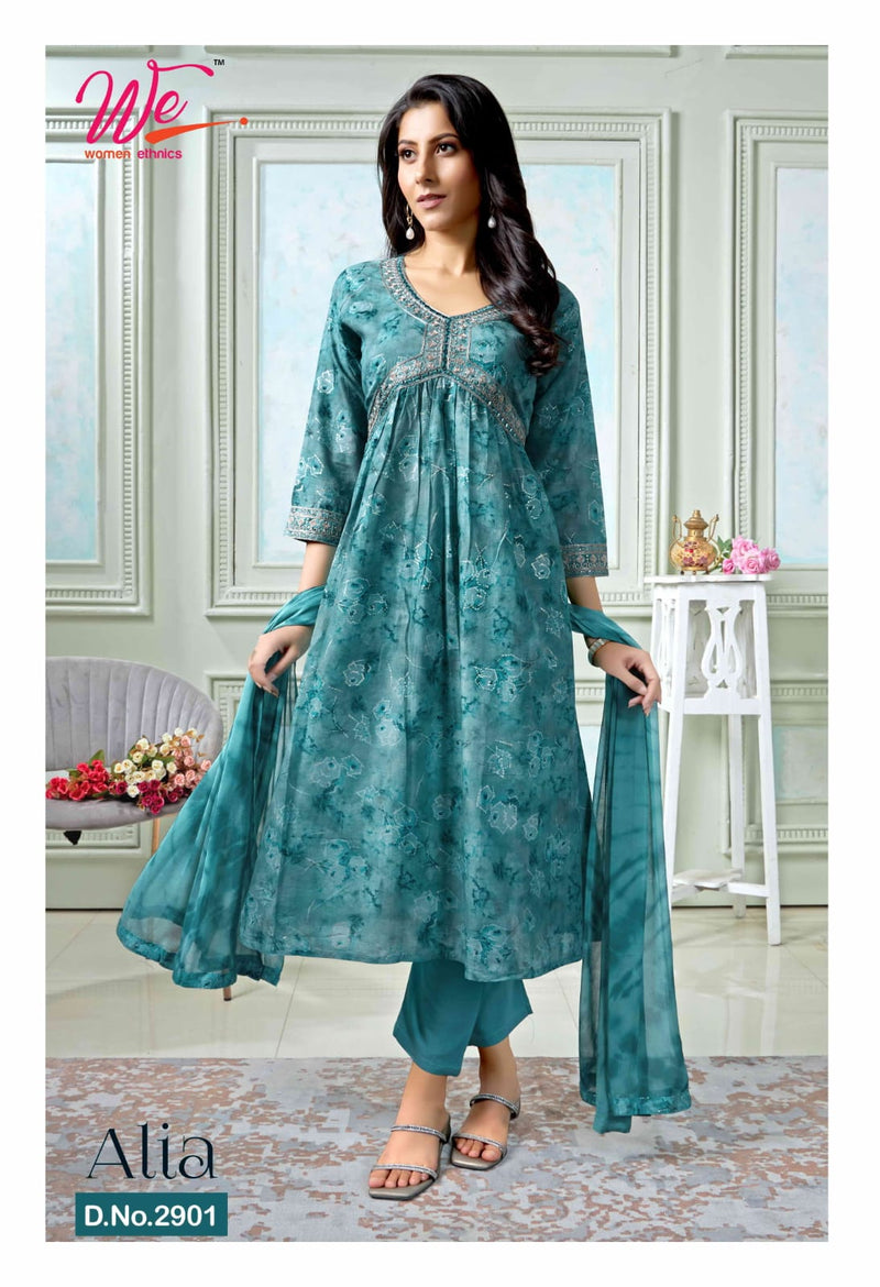 We Woman Ethnics Alia Fancy Printed Sequence Designer Alia Pattern Kurti Combo Set