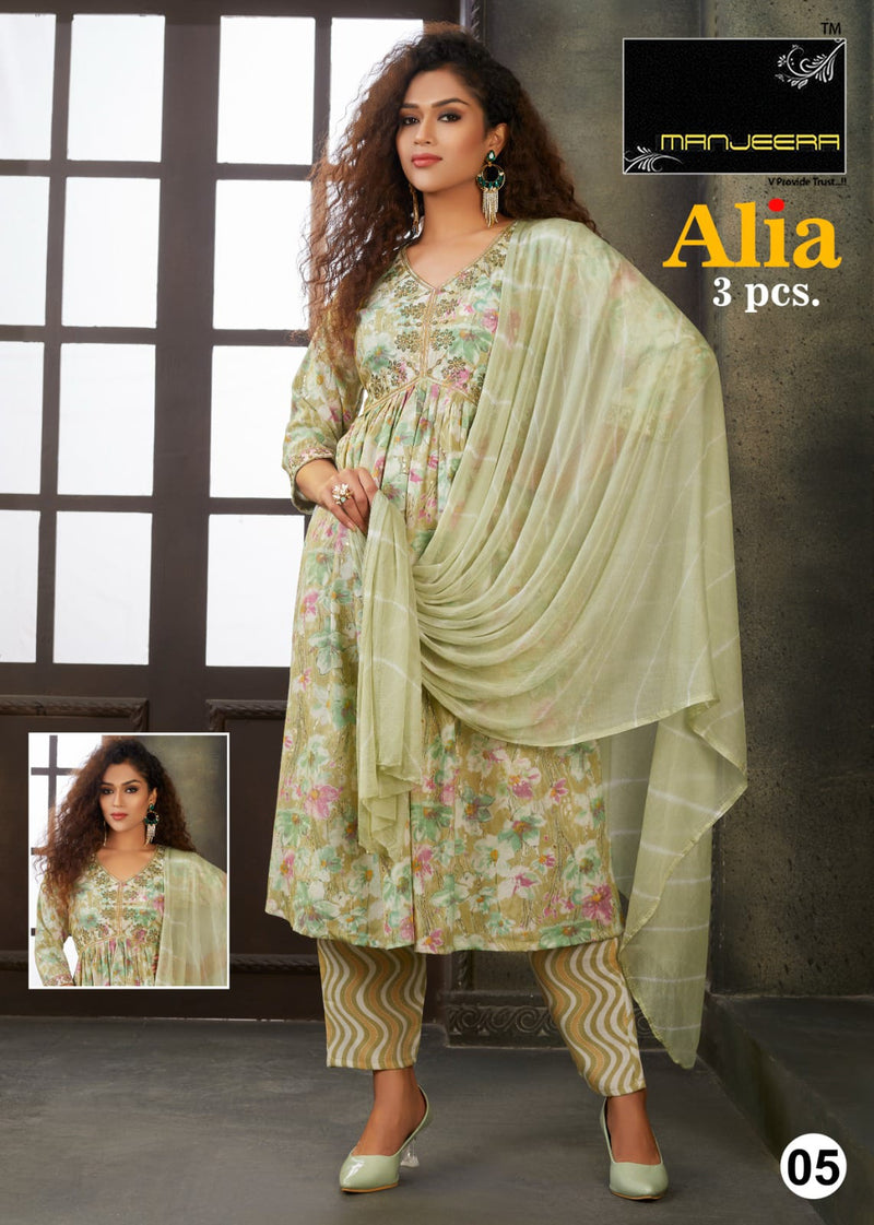 Manjeera Fashion Alia Capsul Print Alia Cut Style Kurti Combo Set