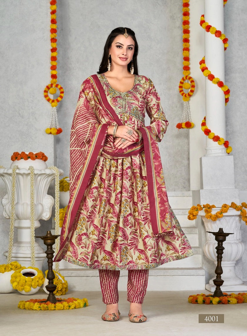 Radhika Lifestyle Alia Vol 4 Muslin Fancy Embroidery Alia Cut Kurti Collection