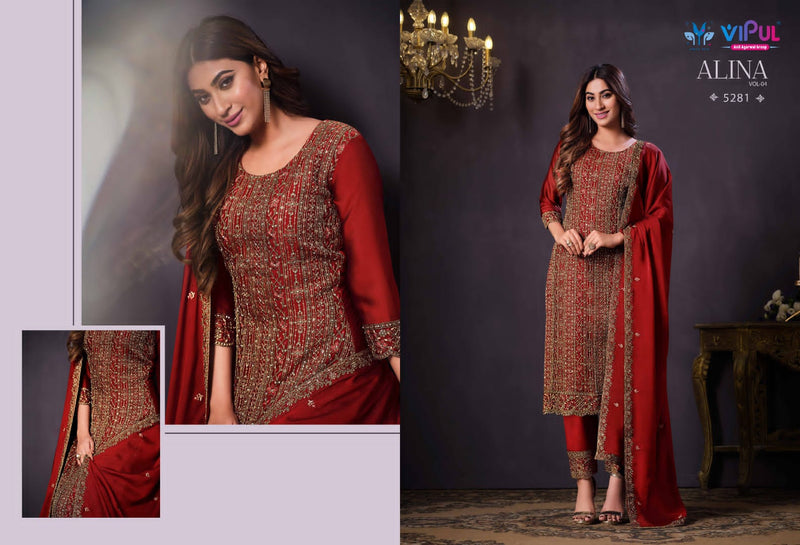 Vipul Alina Vol 4 Georgette With Heavy Embroidery Designer Suits