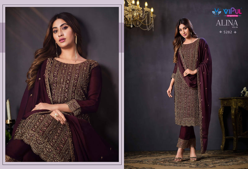 Vipul Alina Vol 4 Georgette With Heavy Embroidery Designer Suits