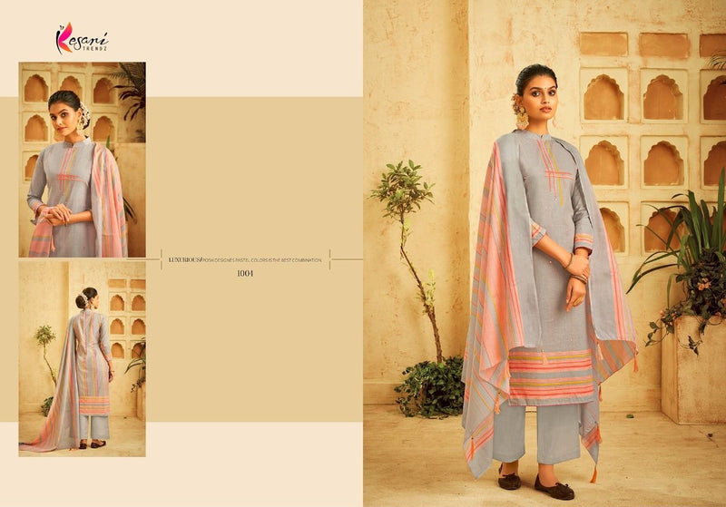 Kesari Trendz Alisa Printed Lawn Cotton With Fancy Work Suits