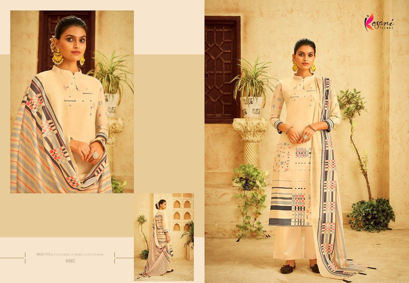 Kesari Trendz Alisa Printed Lawn Cotton With Fancy Work Suits