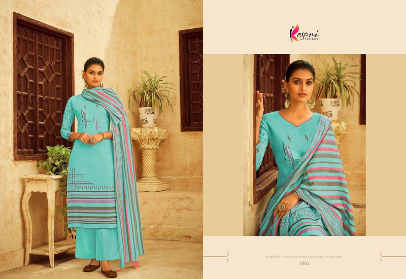 Kesari Trendz Alisa Printed Lawn Cotton With Fancy Work Suits