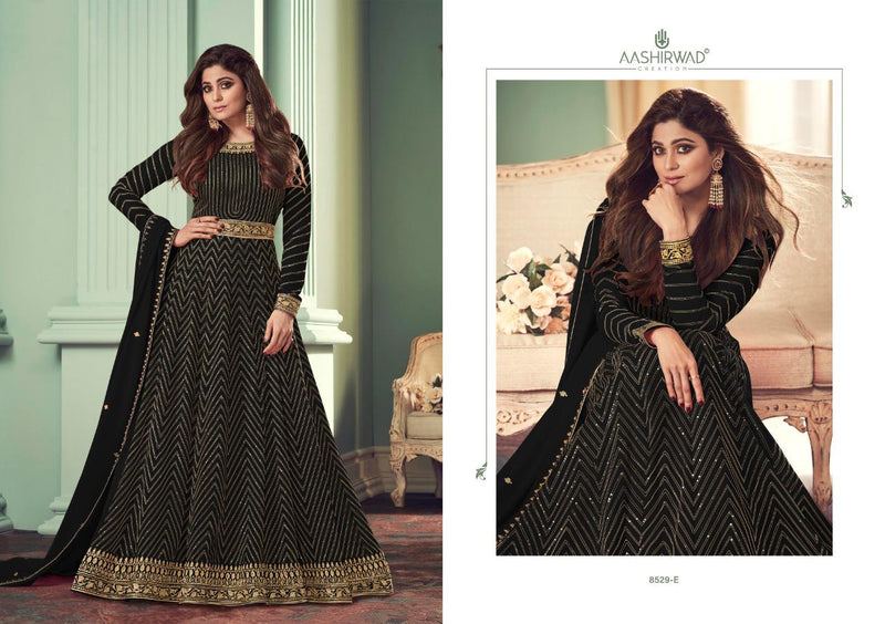 Aashirwad Creation Alizza Gold Georgette Heavy Embroidery Partywear Kurti