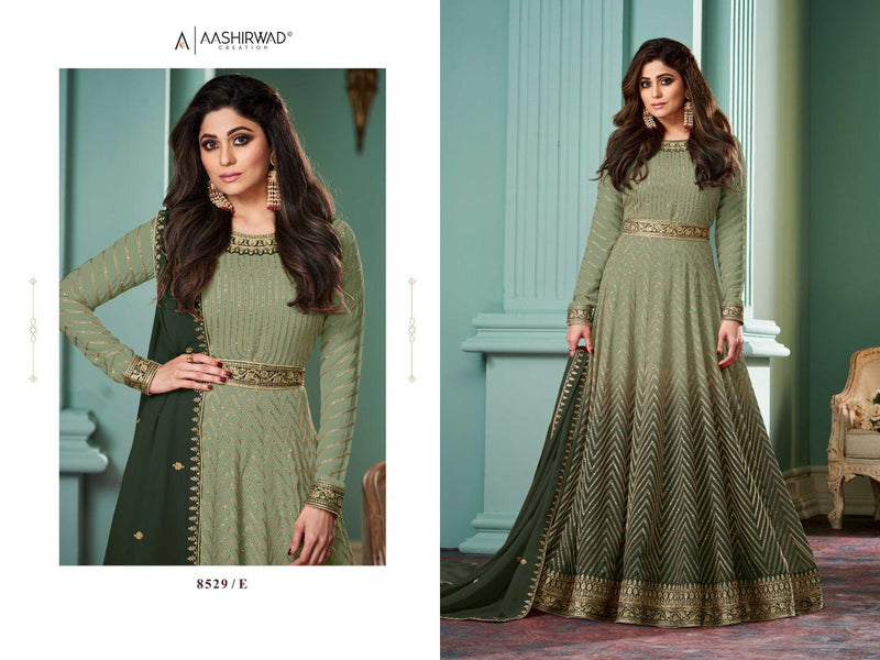 Aashirwad Creation Alizza Shaded Georgette With Heavy Designer Ready Made Gown Suits