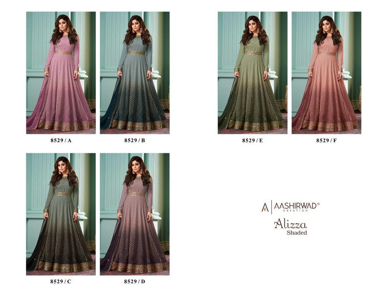 Aashirwad Creation Alizza Shaded Georgette With Heavy Designer Ready Made Gown Suits