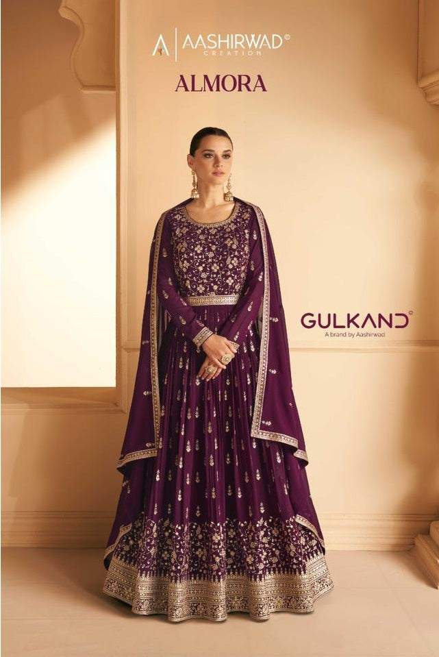 Aashirwad Creation Almora Real Georgette With Heavy Embroidery Designer Ready Made Suits