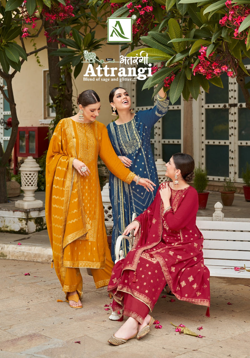 Alok Suits Attrangi Pashmina Designer Heavy Work Suits Collection