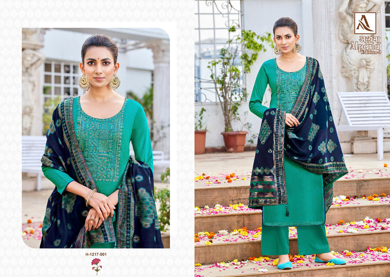 Alok Suits Alpana Vol 3 Jam Cotton With Designer Embroidery Work Suits