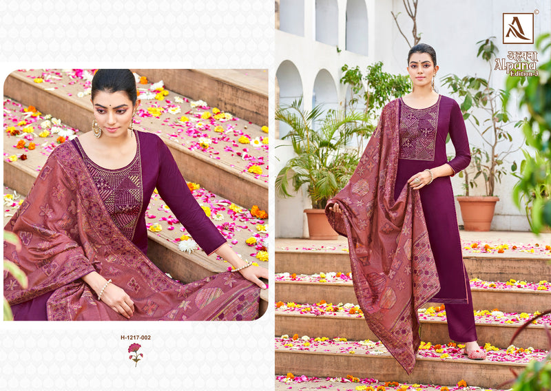 Alok Suits Alpana Vol 3 Jam Cotton With Designer Embroidery Work Suits