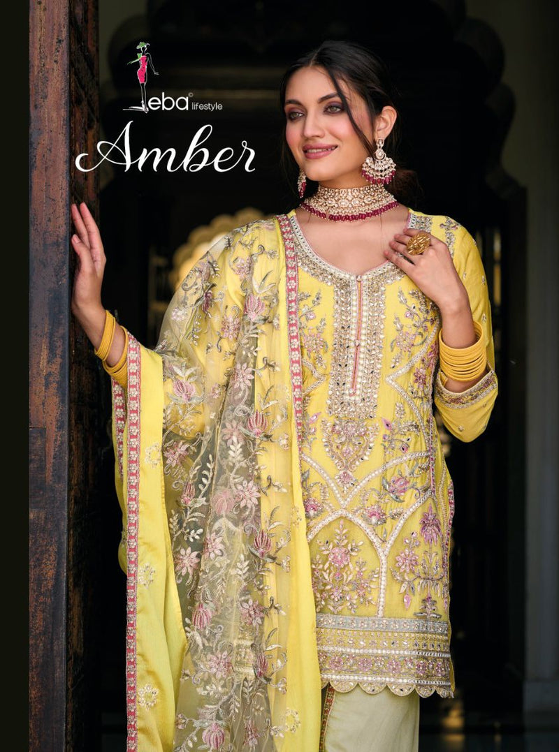 Eba Lifesyle Amber Chinon With Embroidered Designer Kurti With Dupatta