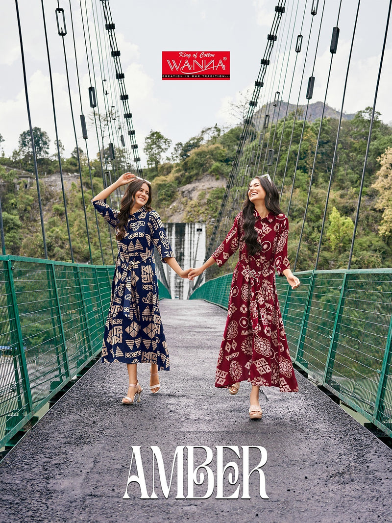 Wanna Amber Rayon Printed Heavy Fancy Wear Kurti