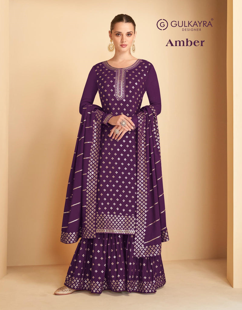 Gulkayra Designer Amber Chinon Heavy Embroidery Designer Salwar Suits