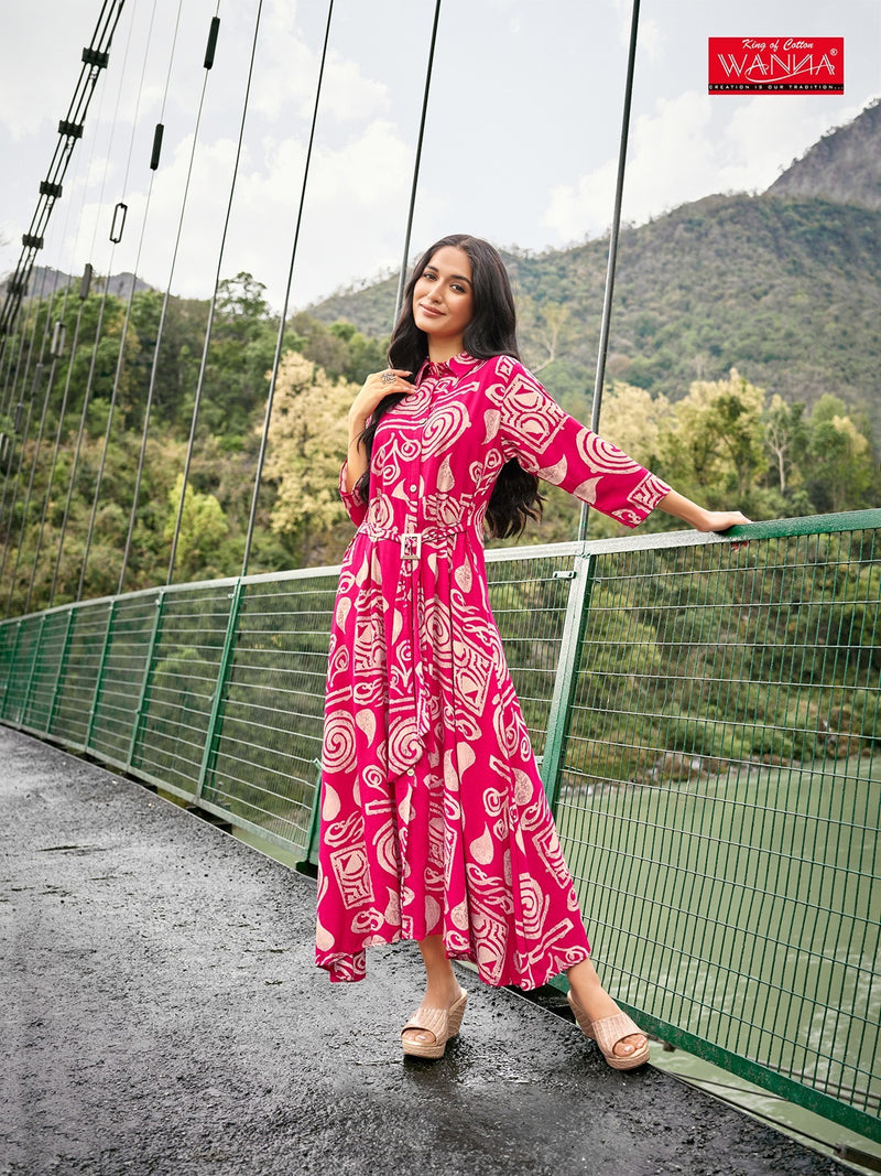 Wanna Amber Rayon Printed Heavy Fancy Wear Kurti
