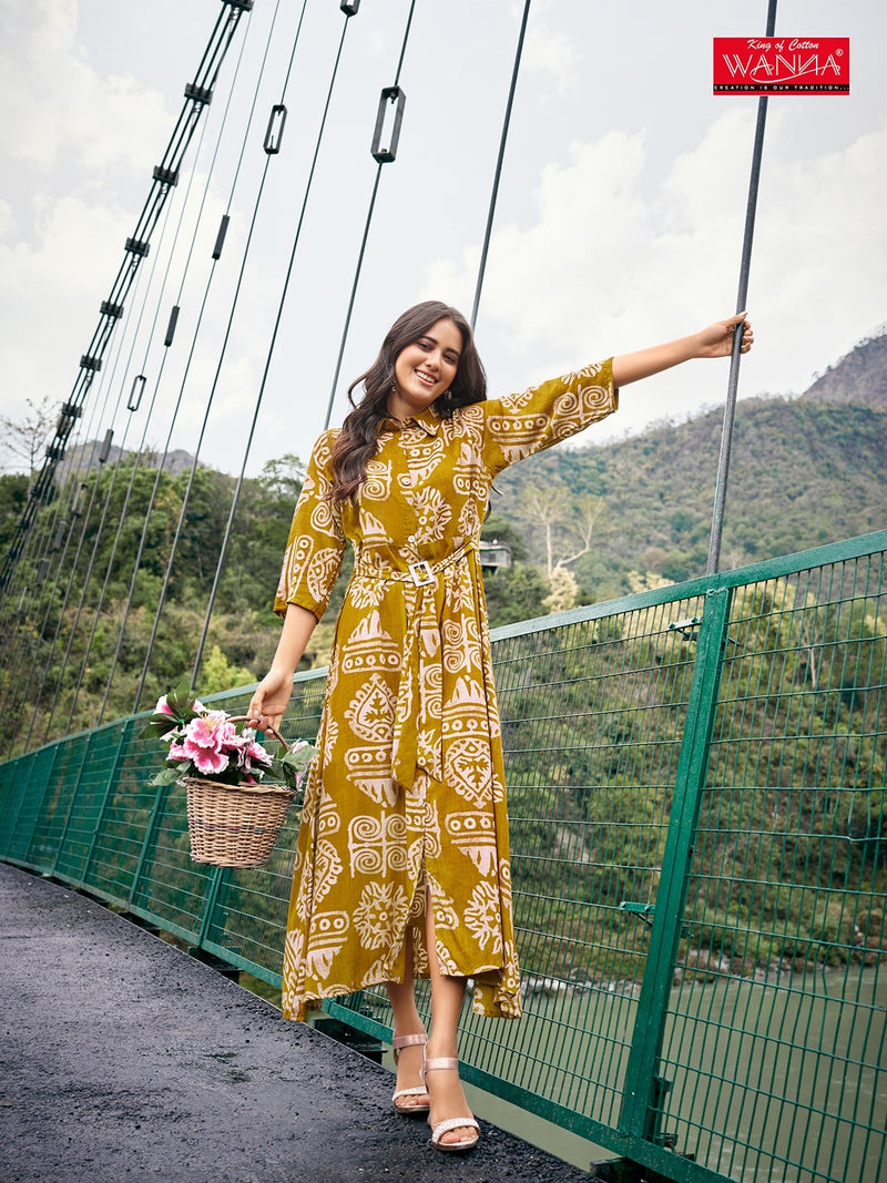 Wanna Amber Rayon Printed Heavy Fancy Wear Kurti