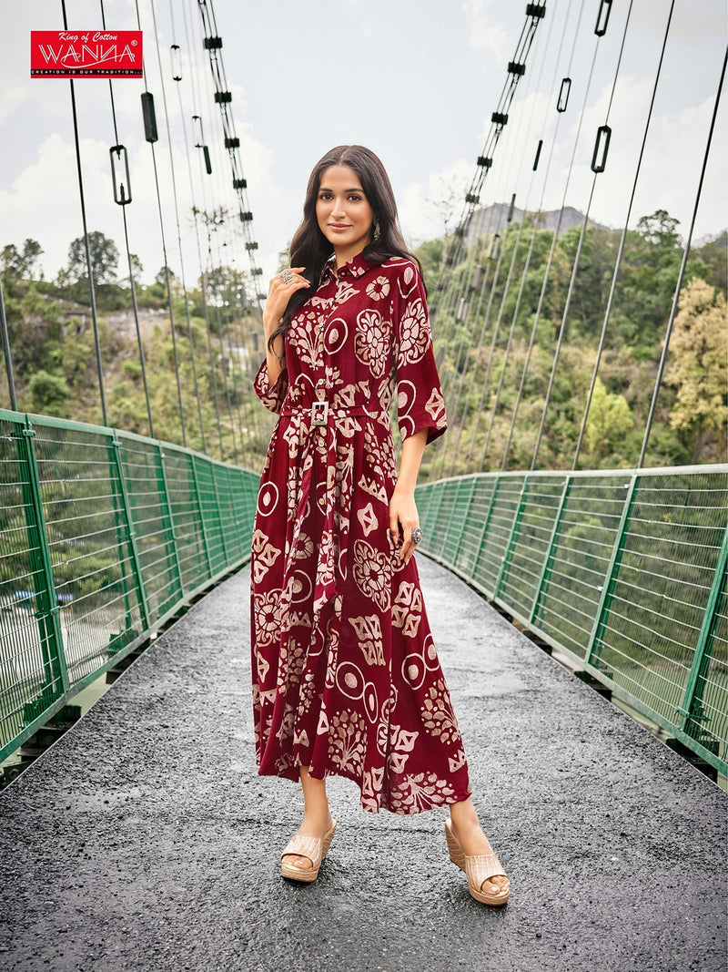 Wanna Amber Rayon Printed Heavy Fancy Wear Kurti