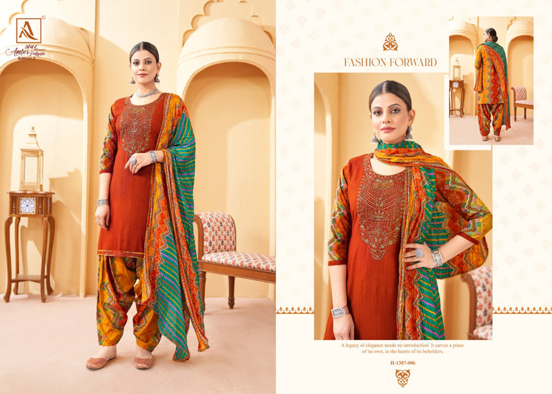 Alok Suit Amber Patiyala Edition Vol 3 Pure Viscose Thread Emnbroidery Diamond Work Salwar Suit