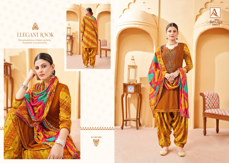 Alok Suit Amber Patiyala Edition Vol 3 Pure Viscose Thread Emnbroidery Diamond Work Salwar Suit