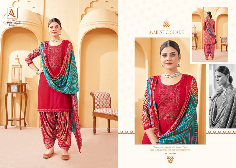 Alok Suit Amber Patiyala Edition Vol 3 Pure Viscose Thread Emnbroidery Diamond Work Salwar Suit