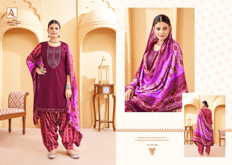 Alok Suit Amber Patiyala Edition Vol 3 Pure Viscose Thread Emnbroidery Diamond Work Salwar Suit