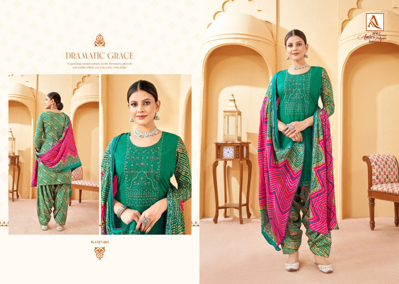 Alok Suit Amber Patiyala Edition Vol 3 Pure Viscose Thread Emnbroidery Diamond Work Salwar Suit