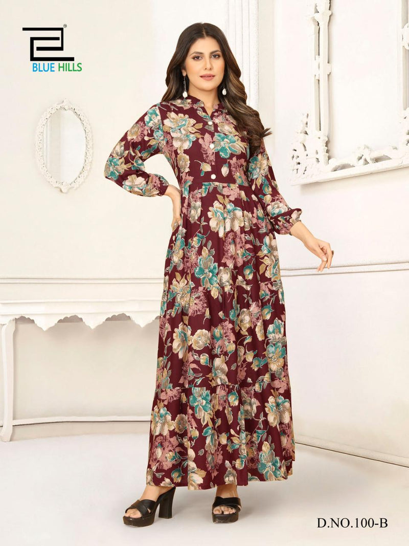 Blue Hills Ameesha Rayon Fancy Printed Designer Gown