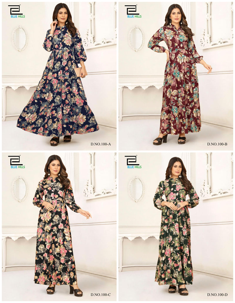 Blue Hills Ameesha Rayon Fancy Printed Designer Gown