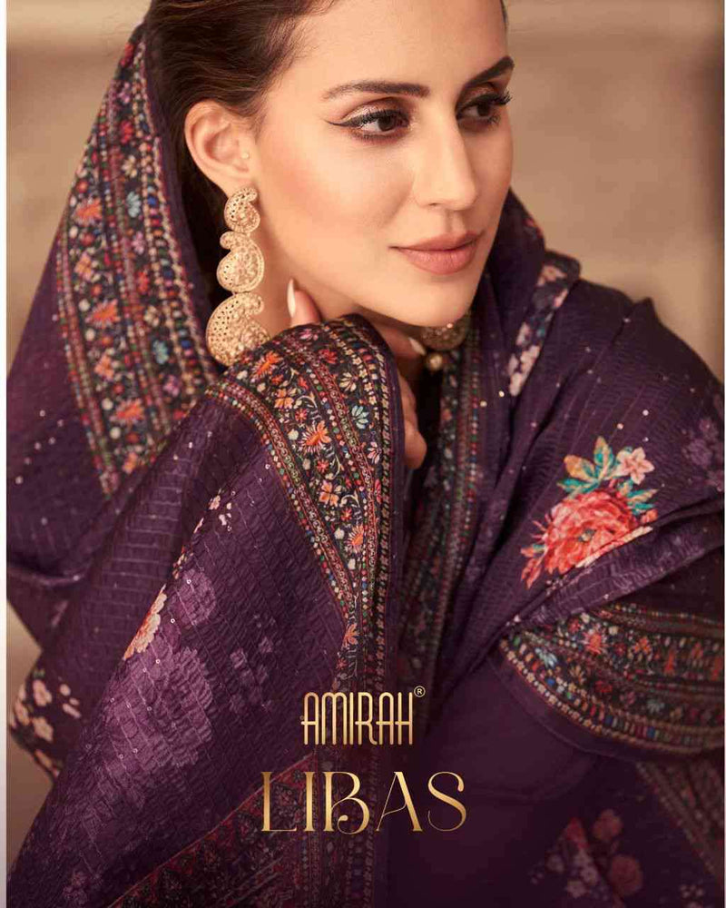 Amirah Libas Chinon Silk Heavy Embrodery Designer Suits