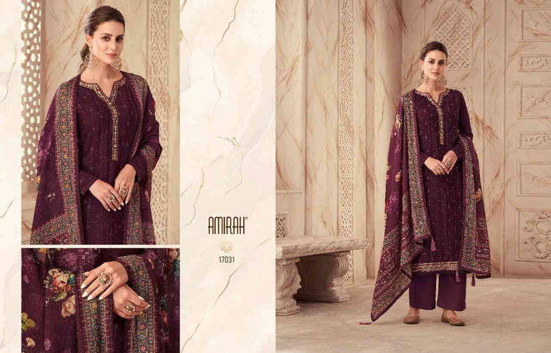Amirah Libas Chinon Silk Heavy Embrodery Designer Suits