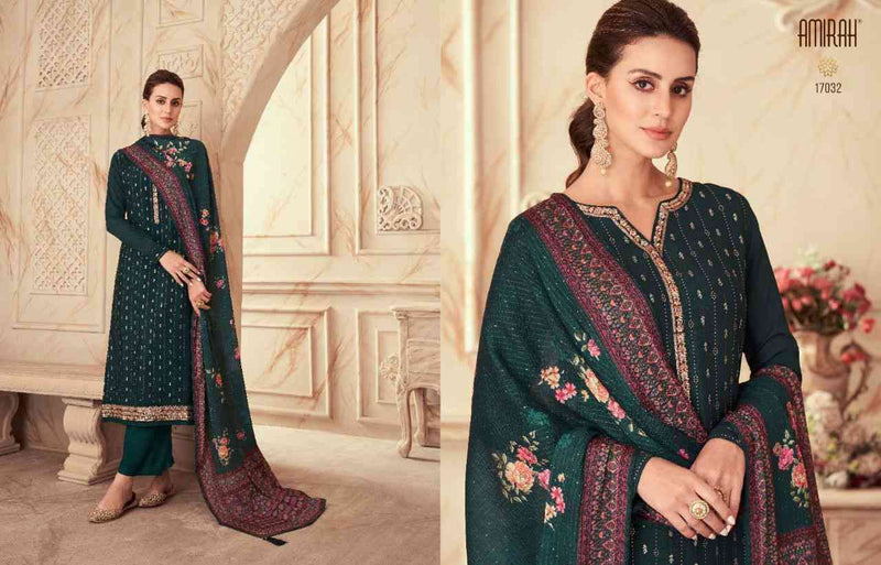 Amirah Libas Chinon Silk Heavy Embrodery Designer Suits