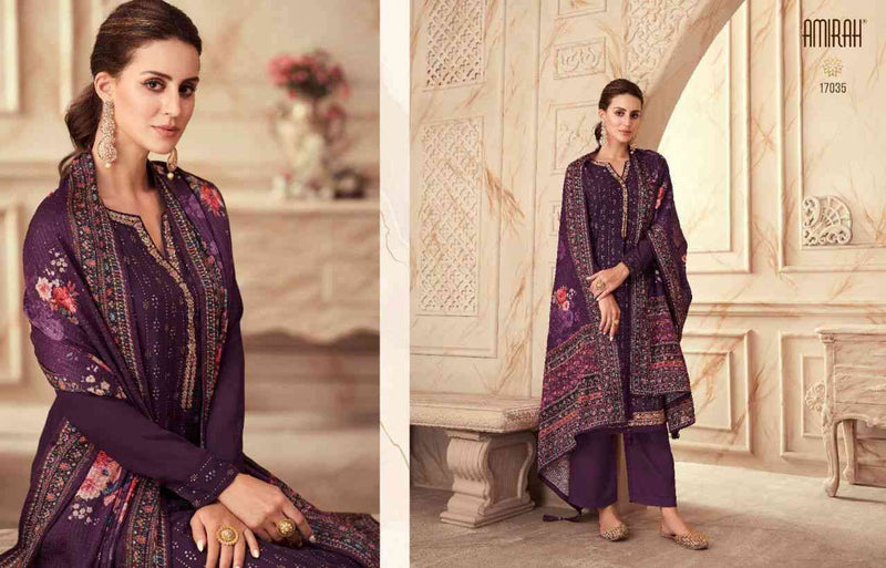 Amirah Libas Chinon Silk Heavy Embrodery Designer Suits