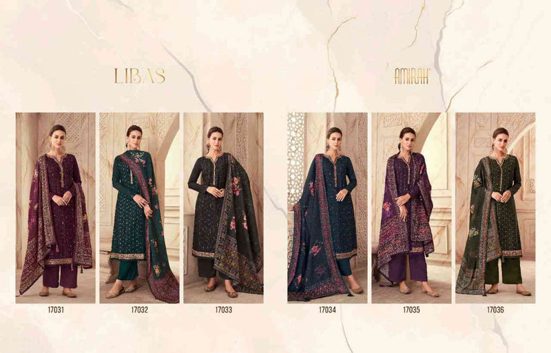 Amirah Libas Chinon Silk Heavy Embrodery Designer Suits