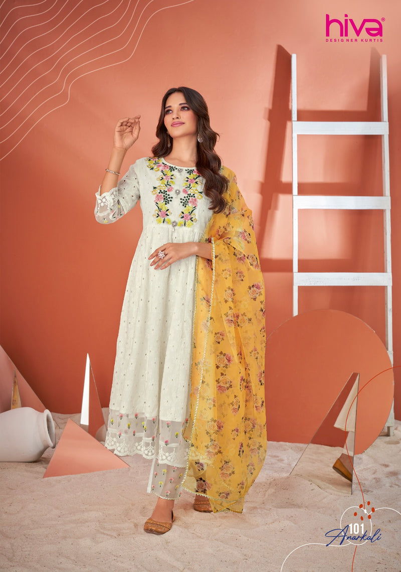 Hiva Designer Anarkali Cotton Heavy Shifli Designer Made Suits