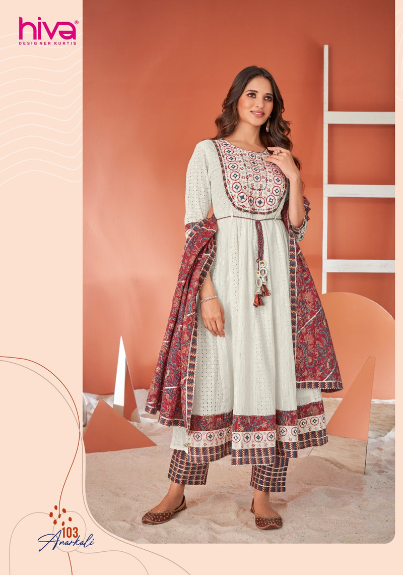 Hiva Designer Anarkali Cotton Heavy Shifli Designer Made Suits