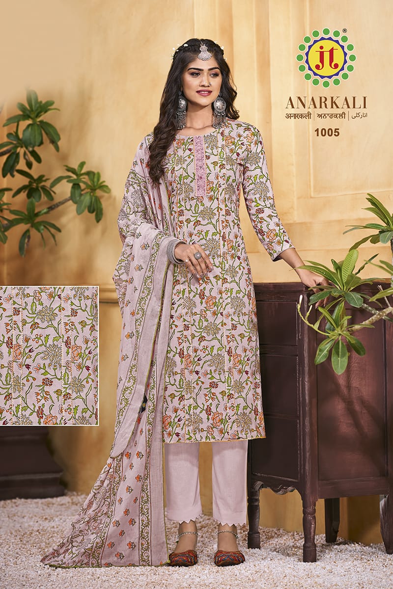 Jt Anarkali Lawn Cotton Print With Fancy Embroidery Work Suits