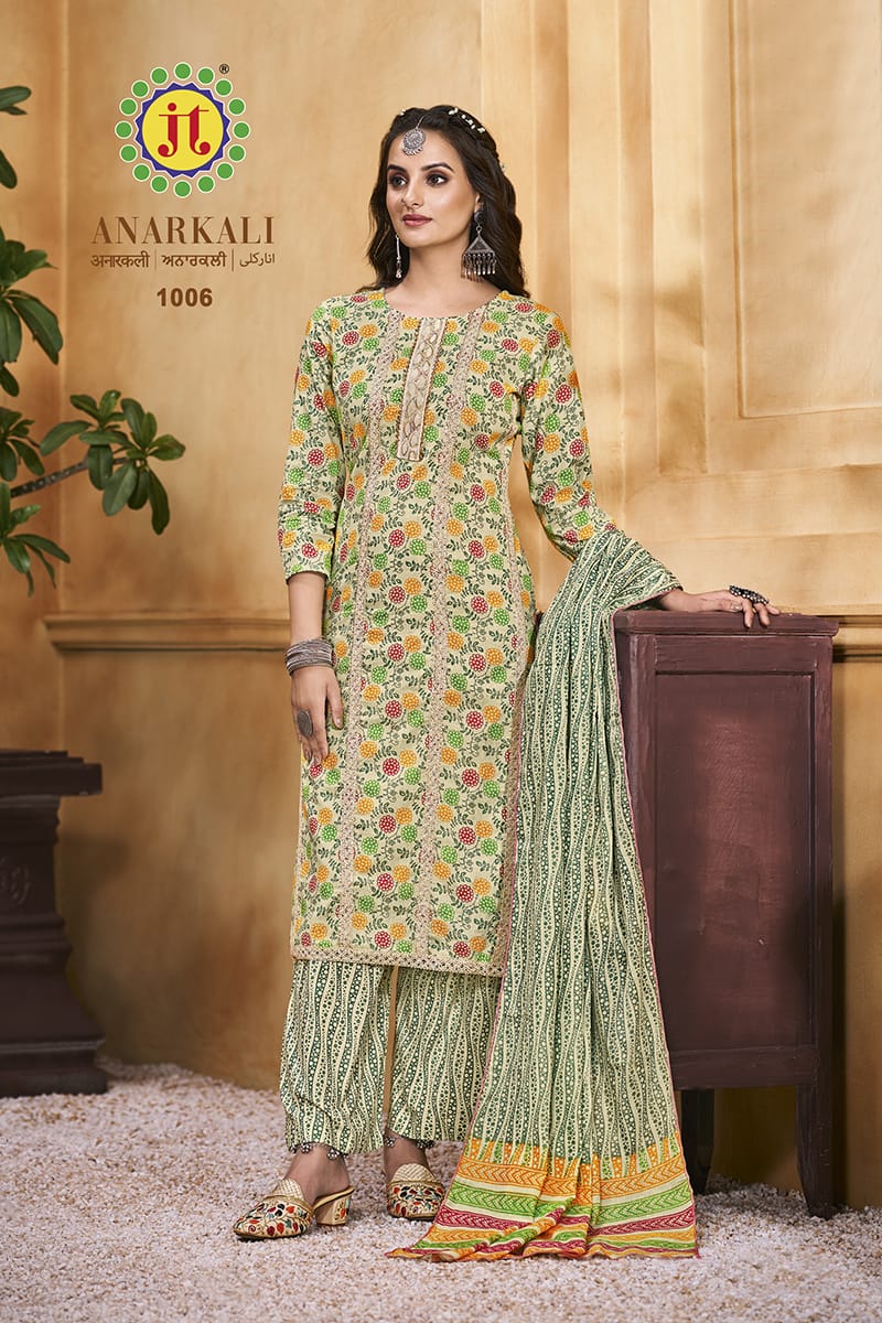 Jt Anarkali Lawn Cotton Print With Fancy Embroidery Work Suits