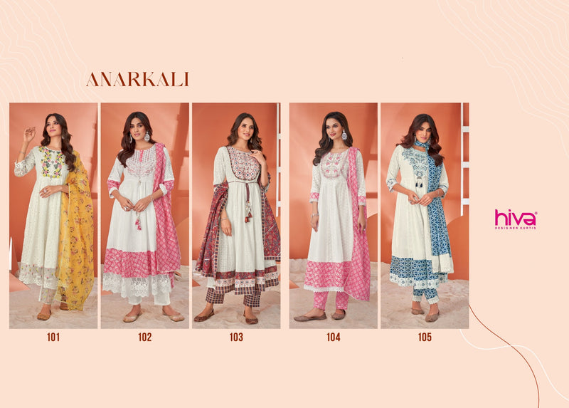 Hiva Designer Anarkali Cotton Heavy Shifli Designer Made Suits