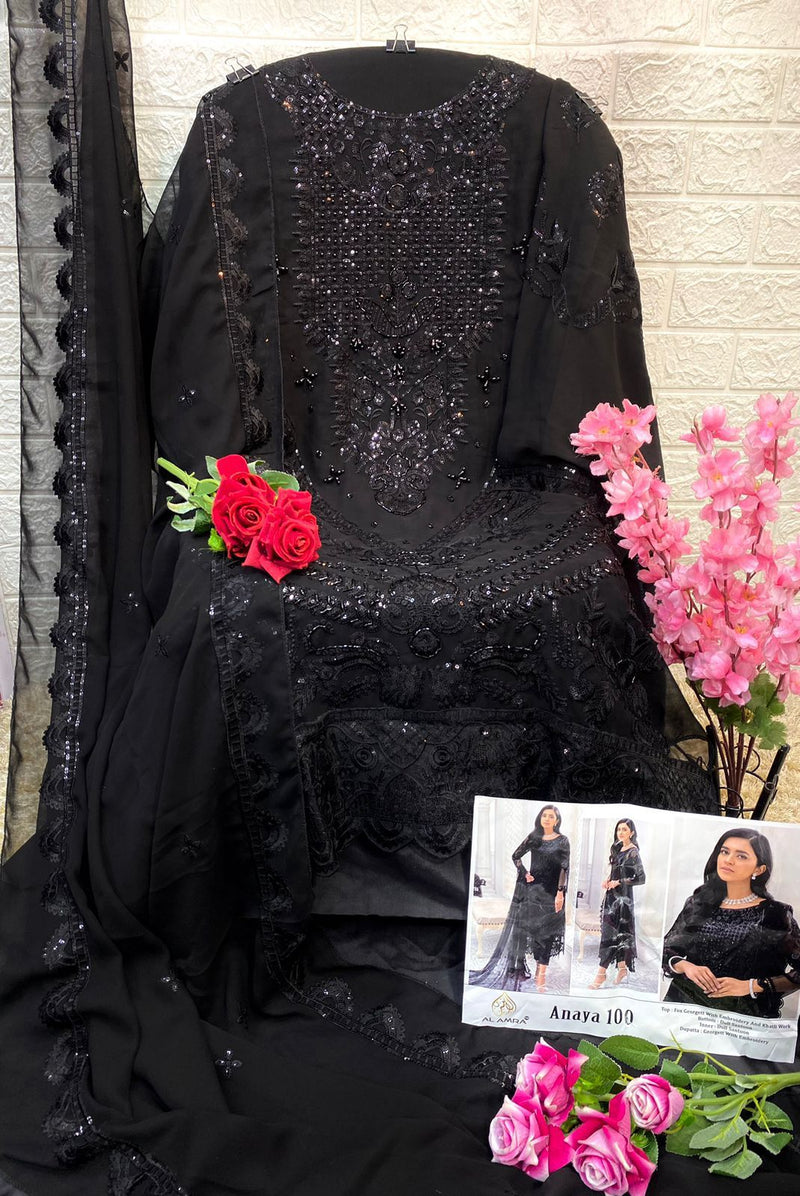 Al Amra Anaya Zf 100 Georgette Heavy Embroidery Pakistani Suit Collection