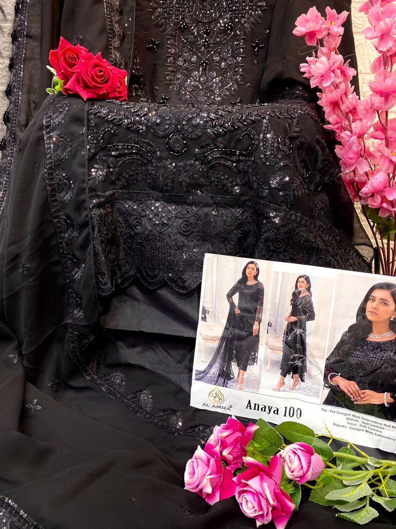 Al Amra Anaya Zf 100 Georgette Heavy Embroidery Pakistani Suit Collection